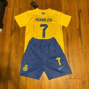 2024 Al Nassr Home #7 Ronaldo Soccer Jersey and Shorts Set - Kids
